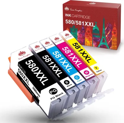 Produktbild von 580 XXL 581 XXL Druckerpatronen als Ersatz für Canon PGI-580 CLI-581 Kompatibel für Canon Pixma TR7550 TR8550 TS705 TS6150 TS6151 TS6250 TS6350 TS8150 TS8250 TS8251 TS8350 TS9550 (PGBK/BK/C/M/Y)