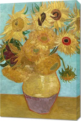 Obrázok produktu pre Obraz 60x90cm  Váza s dvanástimi slnečnicami, Van Gogh Vintage
