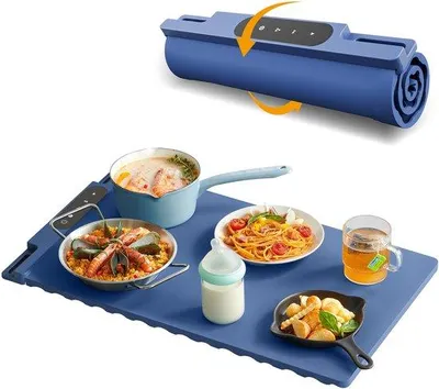 Obrázok produktu pre Elektrický ohrievač, 240 W, prenosný, s časovačom a detskou poistkou, na udržiavanie teploty alebo rozmrazovanie, tmavošedý