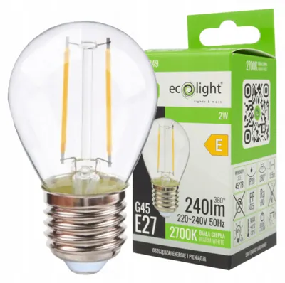 Obrázok produktu pre LED žiarovka guľová G45 E27 2W 2700K