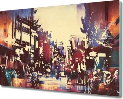 Produktbild von Coloray Herdabdeckplatte 80x52 cm Schneidebrett Kochplattenabdeckung Küchenbrett Hackbrett - Stadtgebäude