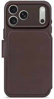 Image de Étui MagSafe pour Apple iPhone 17 Pro Max - Coque portefeuille en cuir véritable Decoded en cuir véritable 2-en-1 - Chocolate Brown