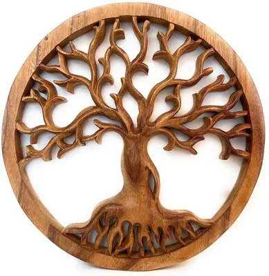 Immagine prodotto di Uniqoos® Decorazione da parete in legno "Albero della vita" – decorazione da parete artigianale in stile scandinavo realizzata in legno di acacia