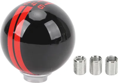 Immagine prodotto di Pomello del cambio a 6 marce per auto da corsa in stile Shelby GT500, sfera rotonda con 3 adattatori, veicolo manuale, nero, rosso