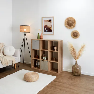 Image de Rangement Modulable - HOME DECO FACTORY - Klaus - 9 Cases - Marron
