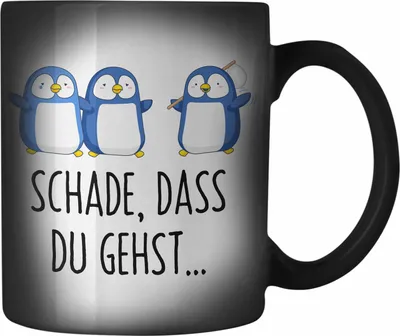 Produktbild von Trendation - Jobwechsel Farbwechsel Zauber-Tasse Geschenk Kollegin Kollege Abschied Lustig Abschiedsgeschenk Sprüche Neuer Job Schade Dass Du Gehst (Schwarz)