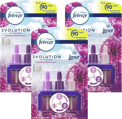 Produktbild von 3x Febreze 3Volution Lufterfrischer Nachfüllflakon Amethyst Blütentraum 20ml