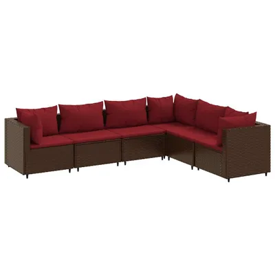 Produktbild von vidaXL 6-tlg. Garten-Lounge-Set mit Kissen Braun Poly Rattan