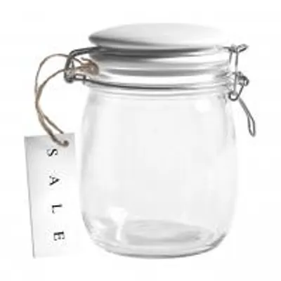 Produktbild von H&H Glasbehälter mit Deckel aus Keramik, 750 ml, weiß