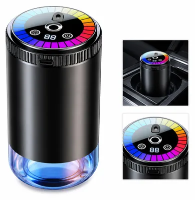 Produktbild von Auto Duftspender USB, elektrischer Lufterfrischer mit RGB Musiklicht, 5 Stufen, automatische Start/Stopp Funktion, Ultraschall Zerstäubung, KI-generiertes Bild