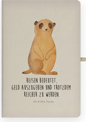 Produktbild von Mr. & Mrs. Panda notizbuch Erdmännchen - Transparent - Geschenk, Tagebuch, Weltreise, Afrika, Kladde, A4 Hardcover, Traveling, Skizzenheft, Reisen, Journal, Spruch