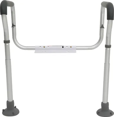 Immagine prodotto di SucceBuy ringhiera di sicurezza per il bagno, telaio regolabile per il sedile del bagno, supporto per 300 libbre, maniglioni con braccioli imbottiti per anziani, disabili e portatori di handicap