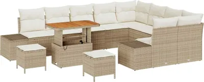 Produktbild von vidaXL Gartensofa-set 12 Stk. 11-Sitzanzahl Beige Poly Rattan