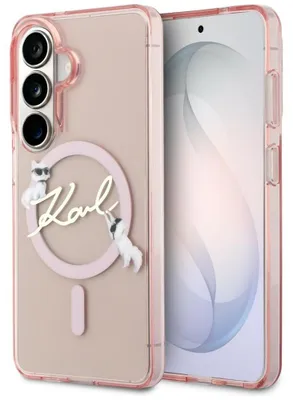 Image de Étui KARL LAGERFELD adapté au SAMSUNG S26 KLHMS26S5HKSCAP (Magnetic IML KC Script) rose