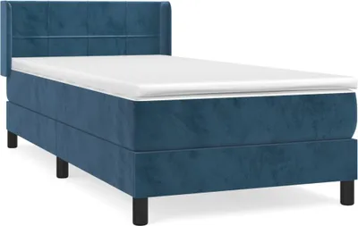 Imagen del producto de Cama con somier y colchón de la marca vidaXL, color azul oscuro, dimensiones 100x200 cm, tapizada en terciopelo