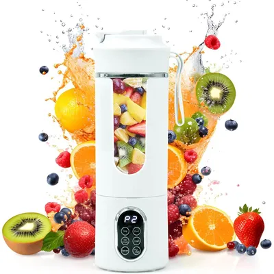 Produktbild von Klein Tragbarer Mixer, 530ml Mini-Standmixer Portable Blender mit 12-Klingen Edelstahl und Digitalanzeige, USB Aufladbarer kleiner Entsafter