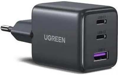 Produktbild von Ugreen 30W 3-Port GaN II Fast Wall Charger USB-A & 2 x USB-C Black (55536)