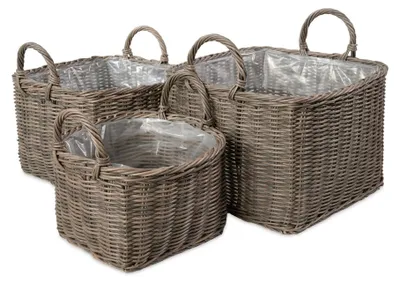 Produktbild von di volio Modern Pflanzkübel Set 3-teilig Quadratisch BIBIONA (Braun)