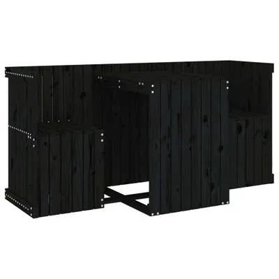 Produktbild von vidaXL Balkonmöbel-Set 2-Sitzer Schwarz Massivholz Kiefer