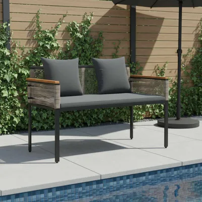 Produktbild von Möbel Bank Outdoor Grau und Dunkelgrau 117 x 54 x 74,5 cm Poly-Rattan - Gartenbänke &50412