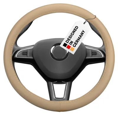 Obrázok produktu pre HEYNER® Poťah volantu béžový auto 37-39 cm elegantný poťah volantu béžový mäkká koža univerzálny protišmykový pohodlný univerzálny