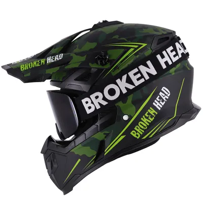 Produktbild von Broken Head Crosshelm Squadron Grün + MX-Brille Struggler Schwarz : S (55-56 cm) Größe: S (55-56 cm)