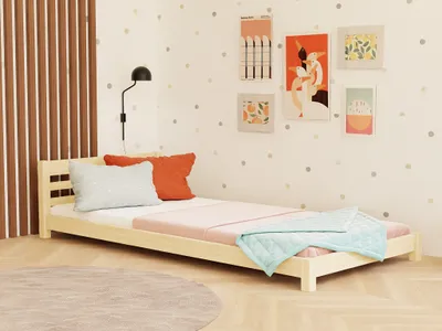 Produktbild von Niedriges Kinder-Einzelbett TULY mit Kopfteil 120x200 cm Weiß