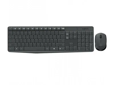 Obrázek produktu pro Logitech MK235, Plná velikost (100 %), Bezdrátový, RF bezdrátový, AZERTY, Šedá, Obsahuje myš
