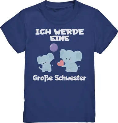 Produktbild von Große Schwester T-Shirt Elefanten Große Schwester Geschenk – Indigo / 110/116 (5-6)