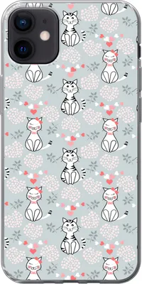 Produktbild von MuchoWow® Handyhülle Schutzhülle Hülle für Telefoonhoesje iPhone 12 mini Muster - Katze - Herz - Mädchen - Kinder - Mädchen Silikon Softcase Handy Hülle - Bild