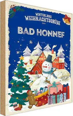 Produktbild von vianmo Holzschild 30x20 cm Weihnachtsgrüße aus BAD HONNEF Weihnachten
