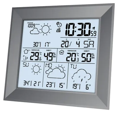Produktbild von Technoline WD 2000, Grau, Innen-Hygrometer, Innen-Thermometer, Außen-Hygrometer, Außen-Thermometer, Hygrometer, Thermometer, Wechselstrom/Batterie, LR06, 148 mm