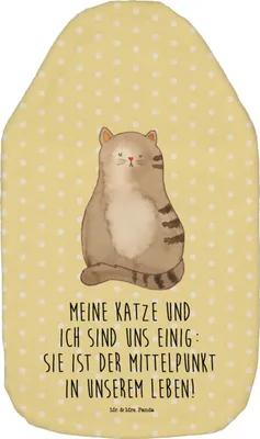 Produktbild von Mr. & Mrs. Panda Wärmflasche Katze Sitzen - Gelb Pastell - Geschenk, Cats, gummi, Wärmekissen, Cat, Wärmflaschen, Katzen, mit Bezug, Liebe
