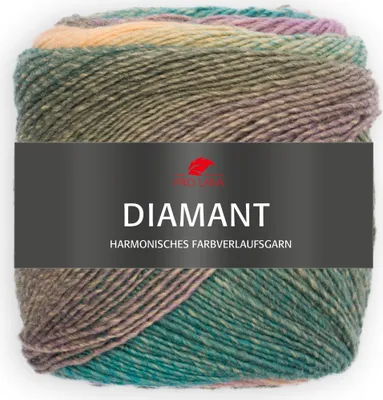 Produktbild von Pro Lana DIAMANT – 150g Multicolorgarn mit harmonischen Farbverläufen, 525 m Lauflänge, Nadelstärke 3,5–4,5 mm 96 flieder/petrol