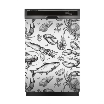 Produktbild von Magnete Dekorative 60x80 cm Küche Magnetmatte Spülmaschine - Handgezeichnete Meeresfrüchte