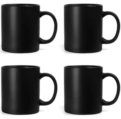Immagine prodotto di Set di 4 tazze in Vetroceramica, capacità 340 ml, colore nero opaco, ideali per caffè, tè e cioccolata calda