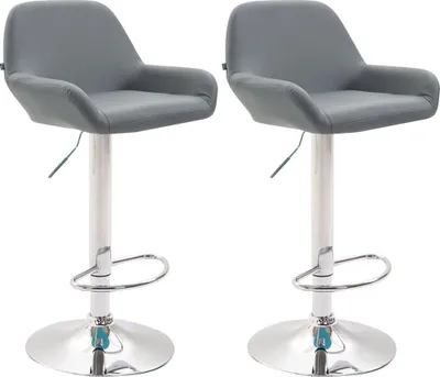 Zdjęcie produktu dla 2-częściowy zestaw stołków barowych z imitacji skóry - fotel - ergonomiczne siedzisko