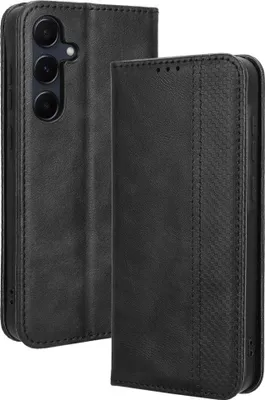 Produktbild von Samsung Galaxy A55 Hülle - Coverup Vintage Style Klapphülle - Schwarz