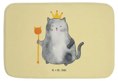 Produktbild von Mr. & Mrs. Panda Badezimmerteppich Katze König - Gelb Pastell - Geschenk, Katzen, Badteppich, Königlich, duschmatte, Duschvorleger, Badvorleger, Cats, Wohnung, Badematte
