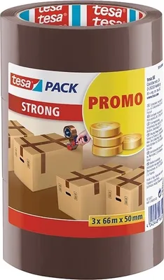 Produktbild von Tesa Hochwertiges Verpackungsklebeband Set Braun 66m x 50mm, 3 Rollen für Zuverlässiges Versiegeln von Paketen und Effiziente Verpackung