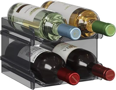 Produktbild von Famanu Stapelbares Weinregal – Schwarz – Für 4 Flaschen – Kühlschrank oder Küchenregal