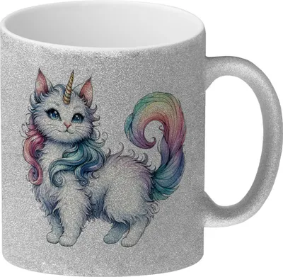 Produktbild von Einhorn-Katze Glitzer-Kaffeebecher