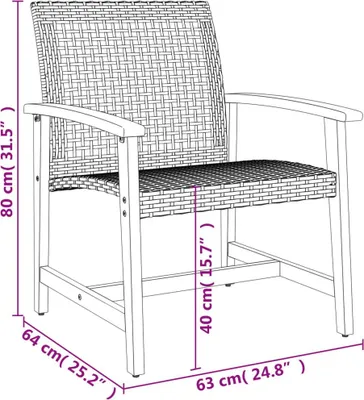 Produktbild von vidaXL Gartenstühle 2 Stk. Schwarz Poly Rattan und Akazienholz