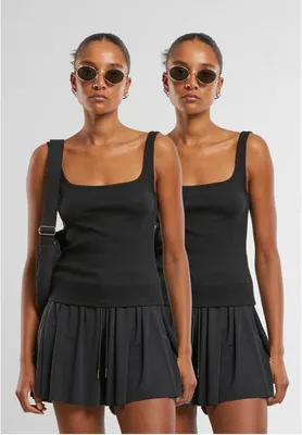 Immagine prodotto di Urban Classics Top Donna Top a collo largo a costine 2 pezzi nero XS