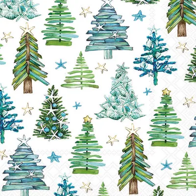 Produktbild von Servietten Papier 33x33cm 3-lagig mit Weihnachtsbaum Motiv 20 Stück