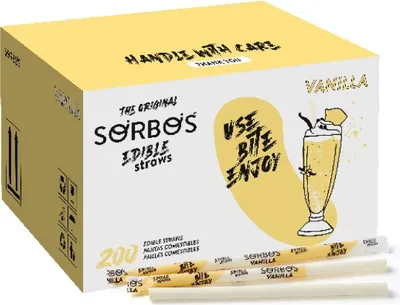 Obrázek produktu pro Jedlá ovocná brčka SORBOS - vanilka (200 kusů)