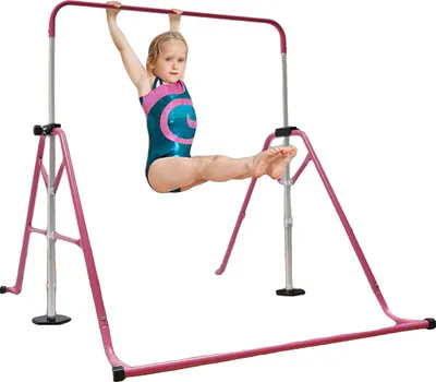 Produktbild von Turnstange, höhenverstellbar von 1,09 bis 1,60 m, maximale Tragfähigkeit 100 kg, klappbares Design, pink, für Kinder