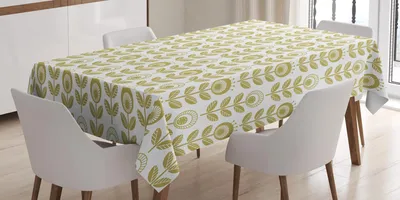 Immagine prodotto di ABAKUHAUS Tovaglia a fiori, motivo monocromatico Tradizionale stile scandinavo Fiori su sfondo semplice, 140 x 240 cm, kaki bianco