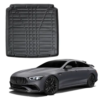 Image de Tapis De Coffre Sur Mesure Pour Mercedes AMG GT 43 Depuis 2019, Noir, Antidérapant, Bord Haut, Toutes Saisons