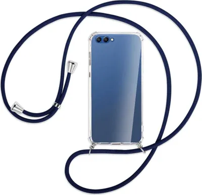 Produktbild von Handykette Backcover-Schutzhülle mit Band (Metall silberfarben) für Honor 10 - dunkelblau